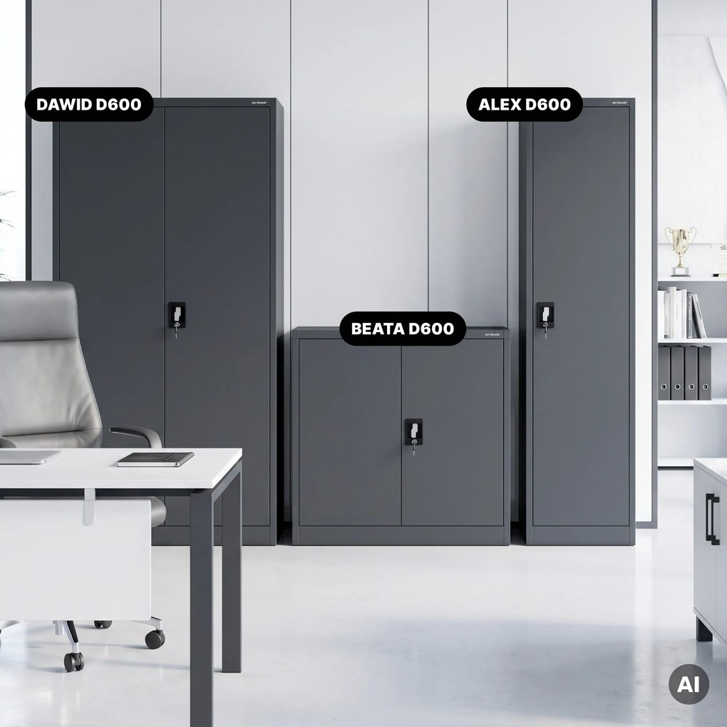 Kartotékos iratszekrény kulcsos antracit, 450x1850x600 mm: ALEX D600