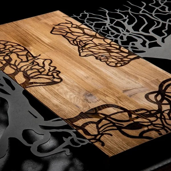 Fali dekoráció 58x92 cm Életfa fa/fém kivitelben