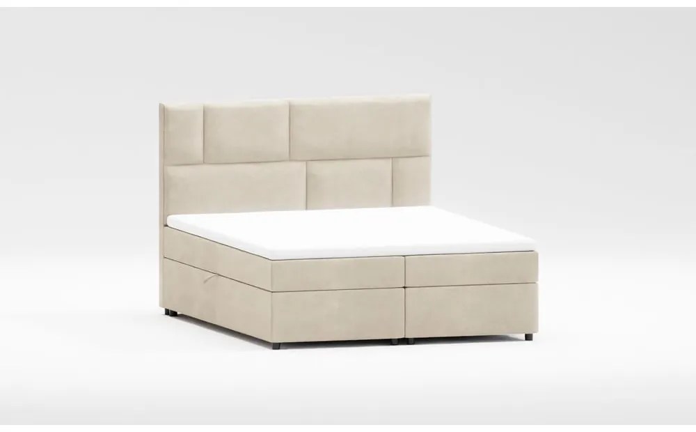 Bézs ágyneműtartós boxspring ágy 140x200 cm Lola – Ropez