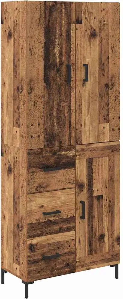 vidaXL Magasfiú Falra szerelhető Öreg fa 69,5 x 34 x 180 cm Faanyag