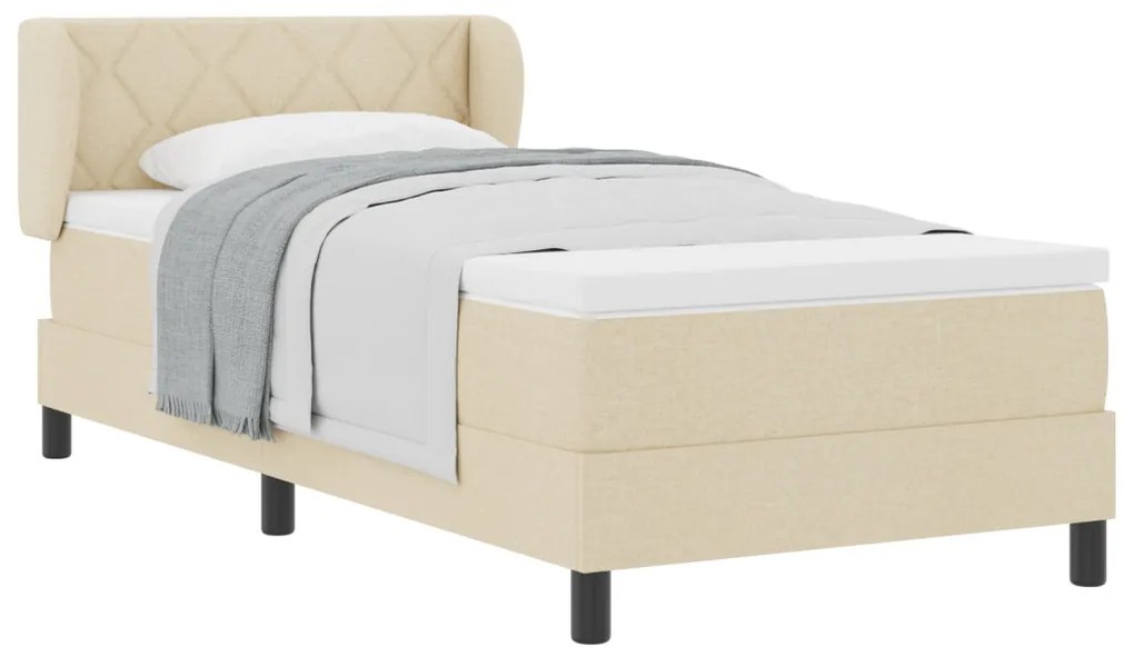 Boxspring Ágy Mattal Krém 100x200 cm Textil