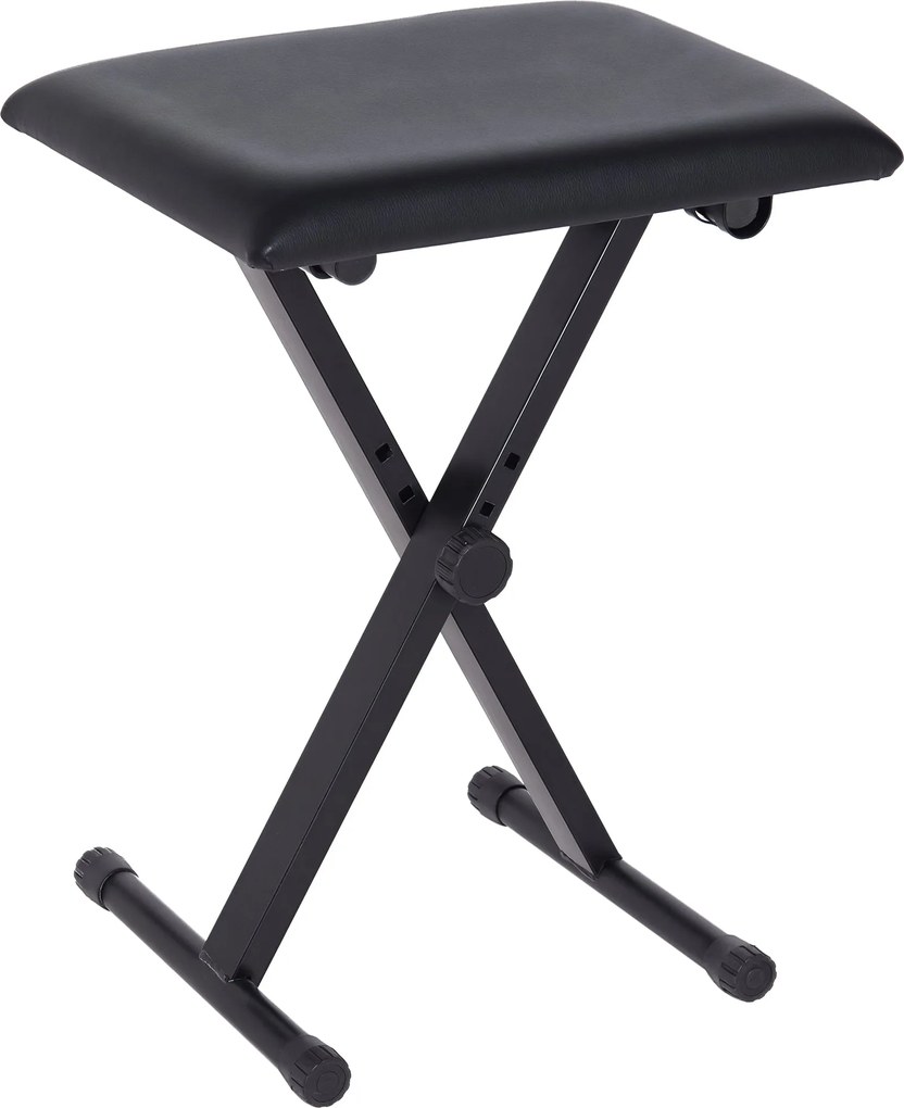 HOMCOM Magasságban Állítható, Összecsukható Zongora Szék, Smink Szék, Fém, Műbőr, Hab Fekete 39 x 29 x 37-47 cm | Aosom