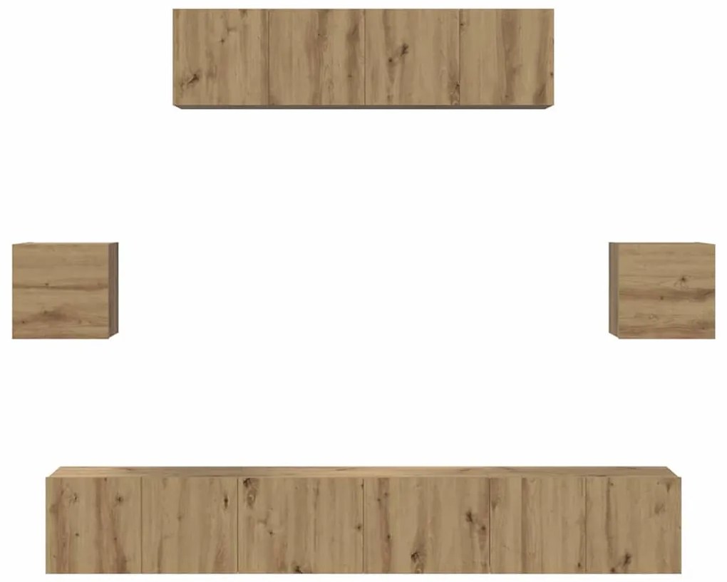 TV szekrény garnitúra 7 pcs kézműves tölgy 80 x 30 x 30 cm