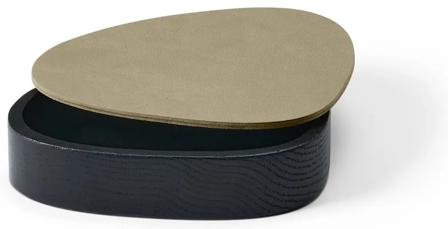 Zöld-fekete fedeles-dekoratív fa-öko bőr tárolódoboz 14x12,5x3,5 cm Curve Nupo – LIND DNA
