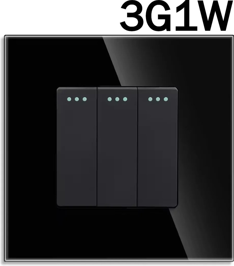 Fénykapcsoló 3G1W Tripla Mechanikus Üveg Keret FI60 Fekete