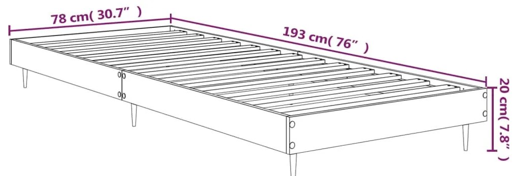 fekete szerelt fa ágykeret 75 x 190 cm