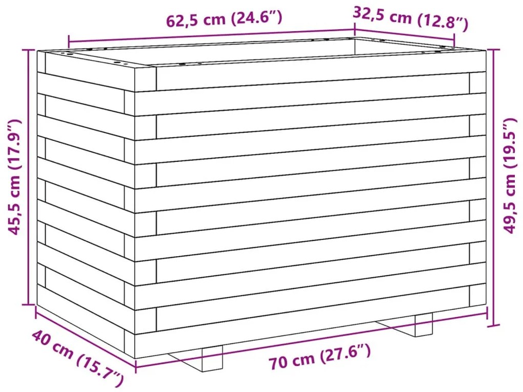 vidaXL impregnált fenyőfa kerti virágtartó 70 x 40 x 49,5 cm