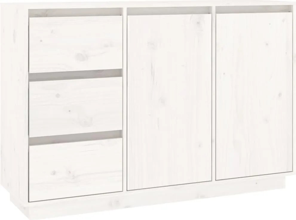 vidaXL fehér tömör fenyőfa tálalószekrény 111 x 34 x 75 cm