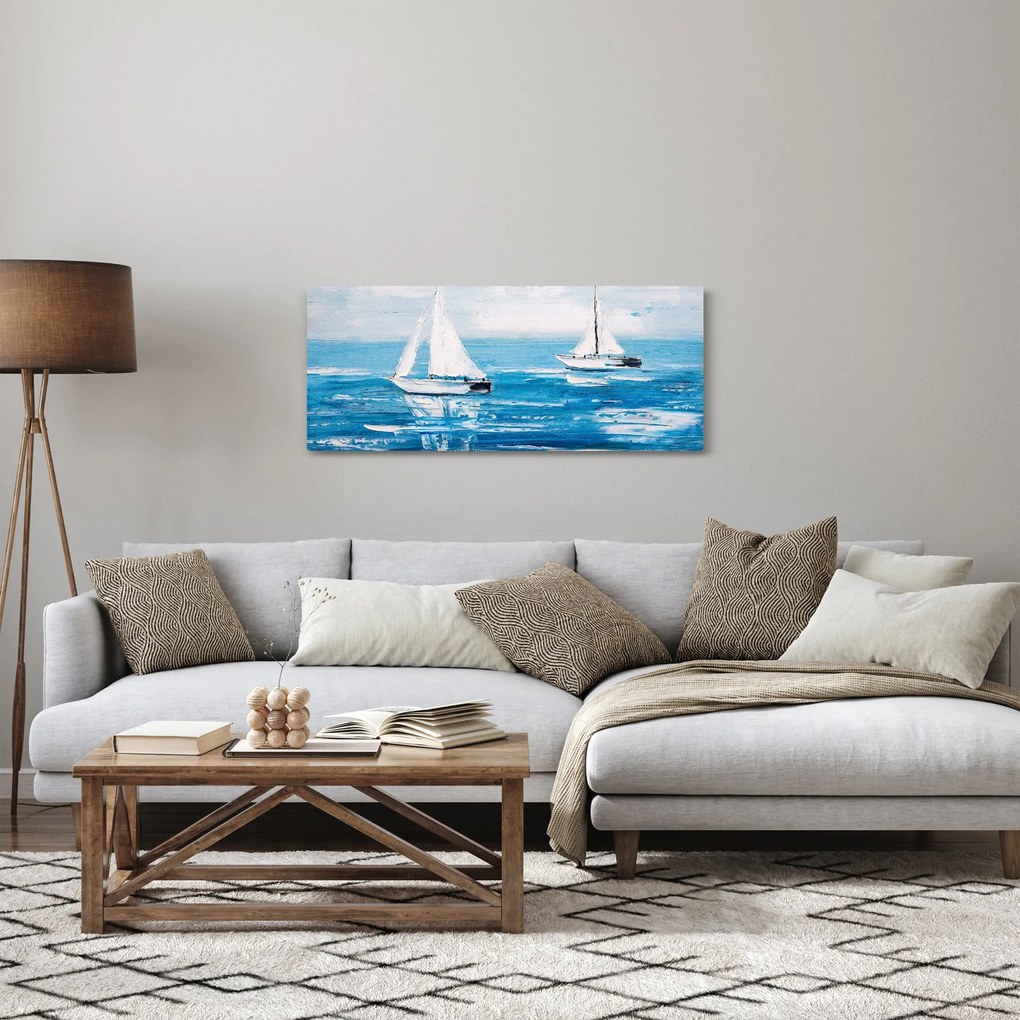 Kép - Egy jacht festése a tengeren (120x50 cm)