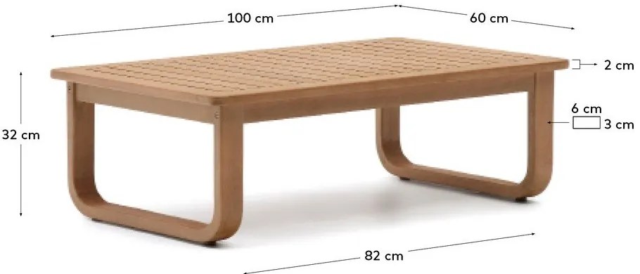 Natúr színű eukaliptusz dohányzóasztal 60x100 cm Sacaleta – Kave Home
