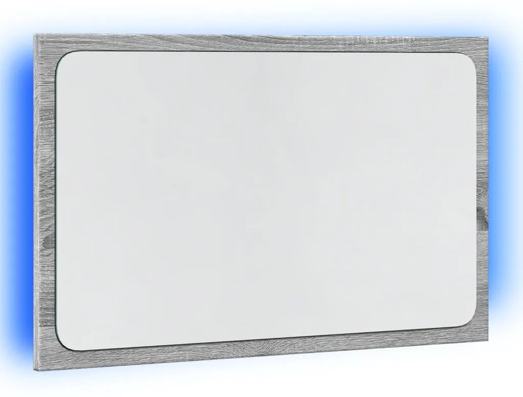 szürke sonoma szerelt fa LED-es fürdőszobatükör 60x8,5x38 cm