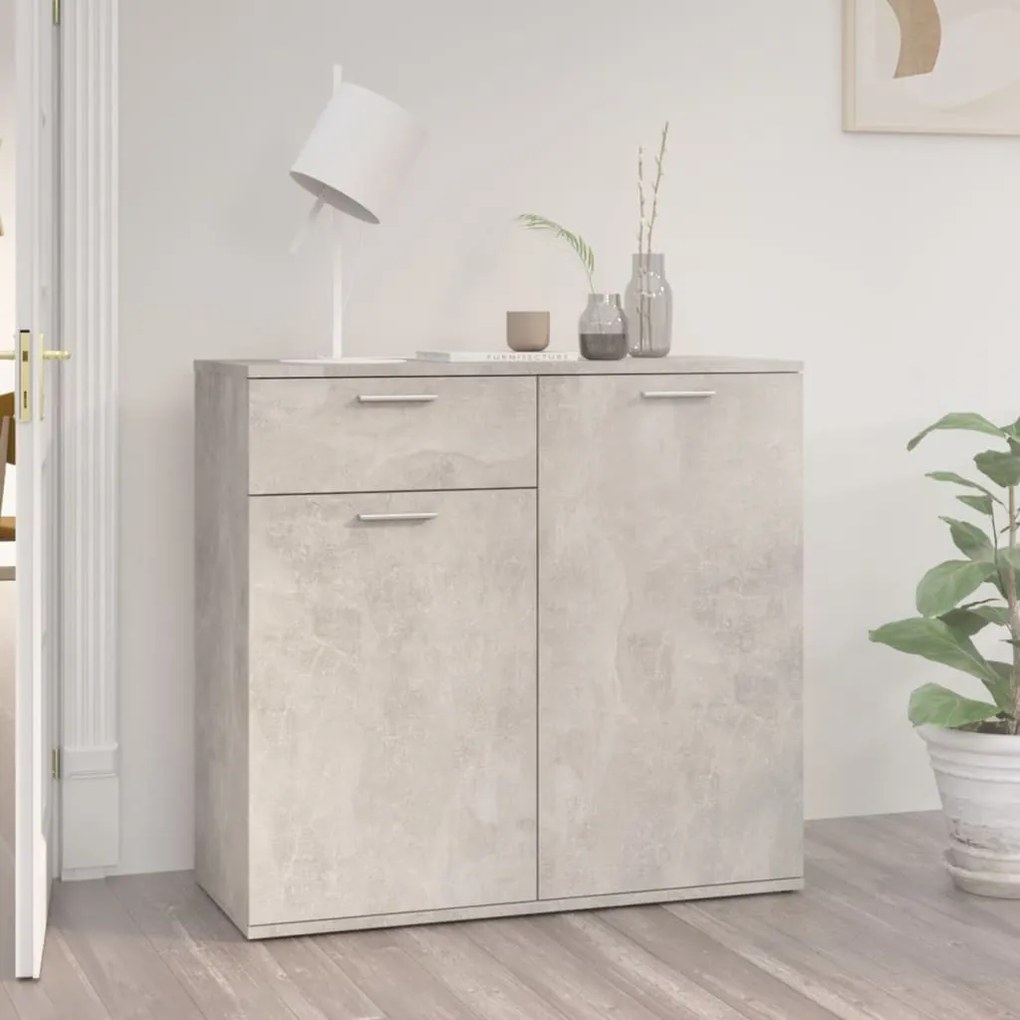 betonszürke szerelt fa tálalószekrény 80 x 36 x 75 cm