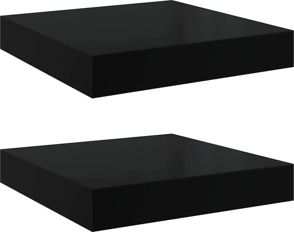 vidaXL 2 db magasfényű fekete MDF lebegő fali polc 23 x 23,5 x 3,8 cm