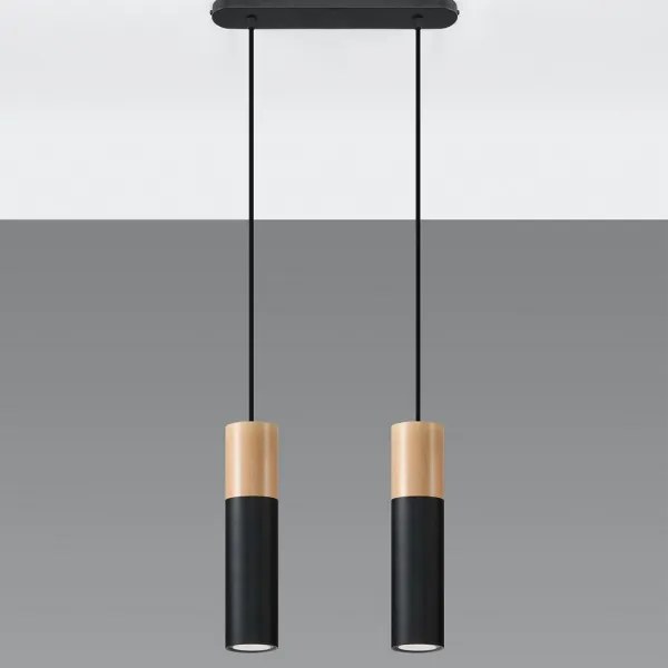 Sollux SL.0633 - Csillár zsinóron PABLO 2xGU10/40W/230V fekete