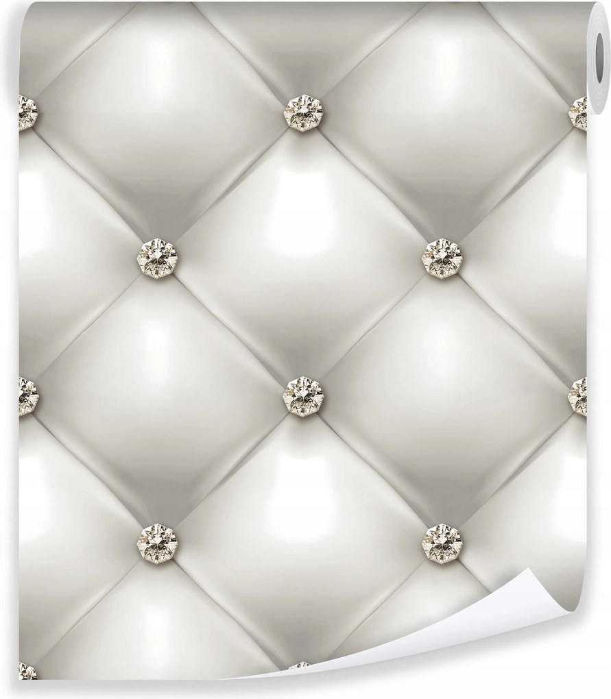 3D steppelt tapéta, fehér bőr hatású, hálószobába, nappaliba, falra, vlies alapon