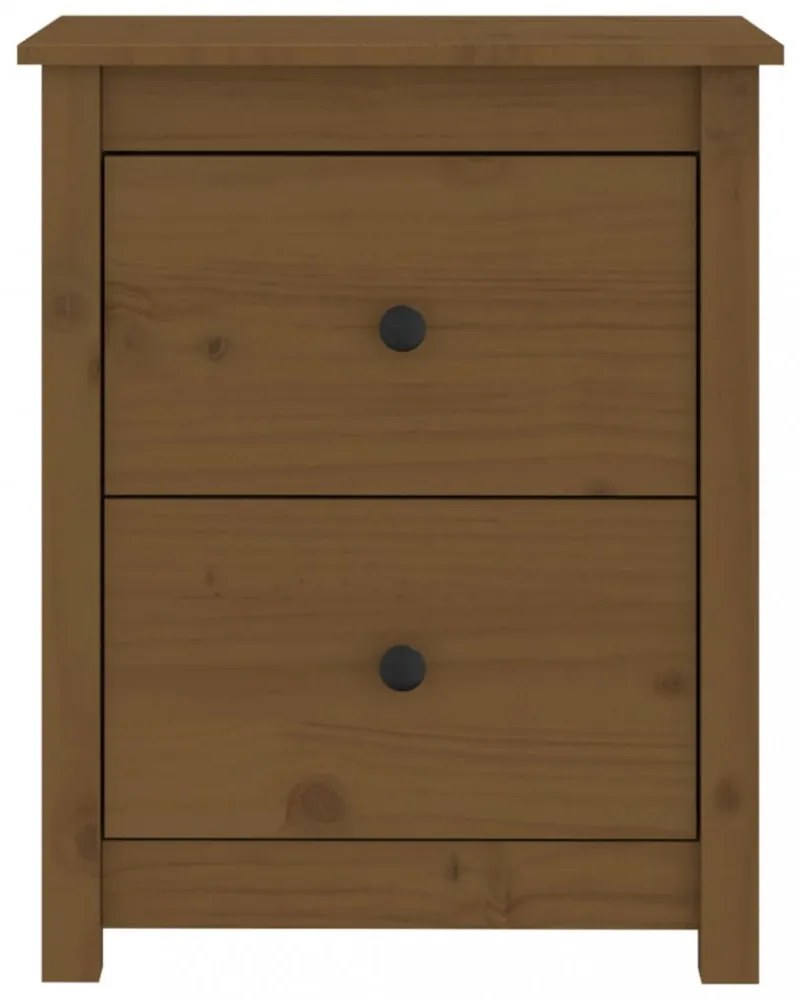 mézbarna tömör fenyőfa éjjeliszekrény 50x35x61,5 cm
