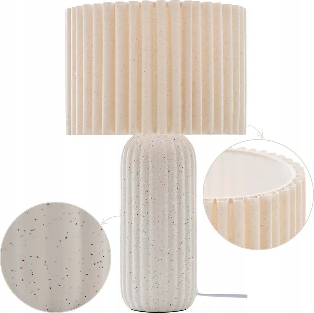 Asztali lámpa 43 cm Bézs kerámia lámpabúra boho nappali szekrényhez