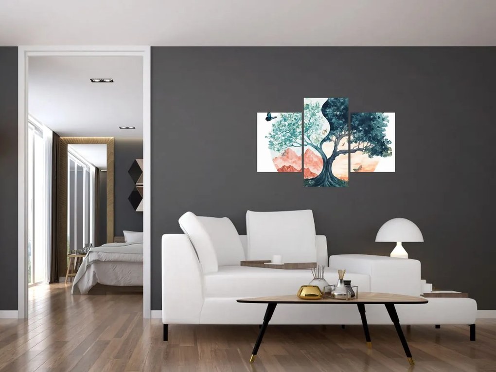 Kép – Akvarellfa tele élettel (90x60 cm)