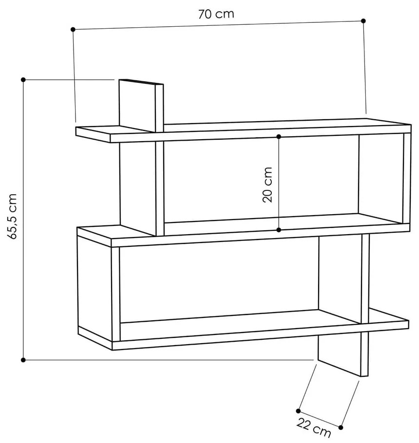 Natúr színű többszintes fali polc tölgyfa dekorral 70 cm Paralel – Kalune Design