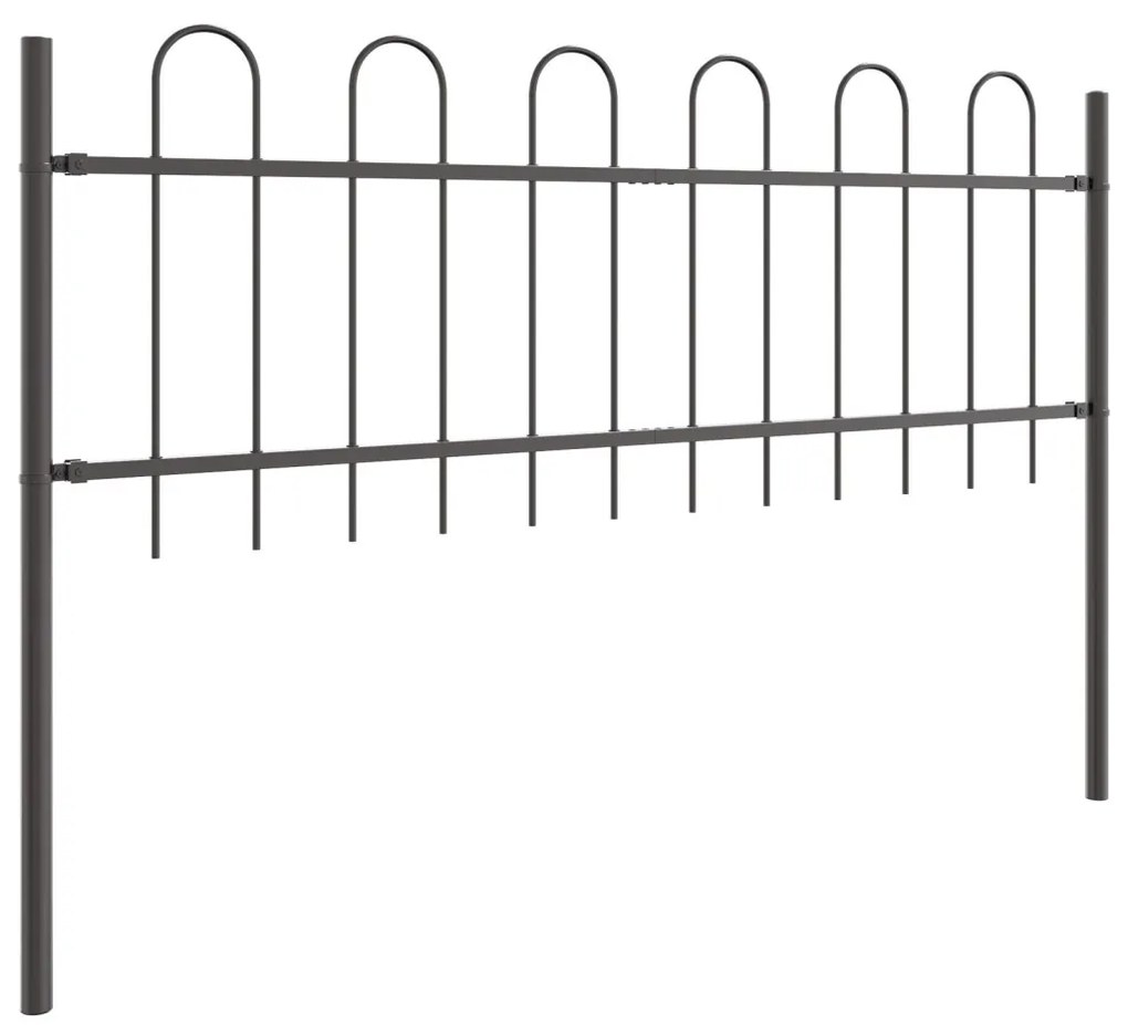 Kerti Kerítés Íves Felső Szürke 6,8x0,6 m Acél