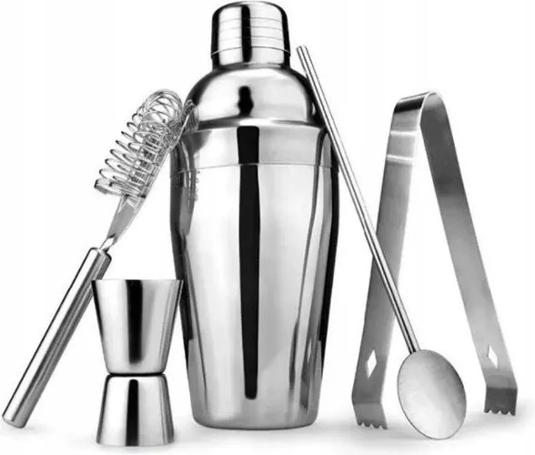 Bármixer szett italokhoz, shakerrel, 750 ml, 5 részes.