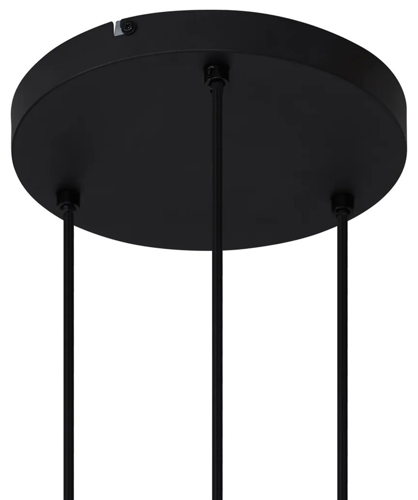 Modern fekete függőlámpa füstüveggel, 3 fényforrással - Dame