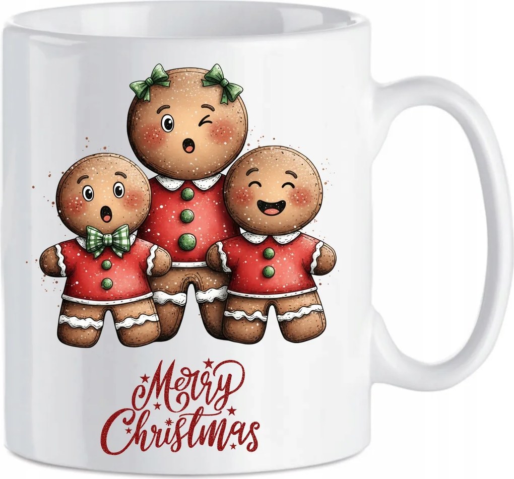 Karácsonyi kerámia bögre Mézeskalács család Merry Christmas