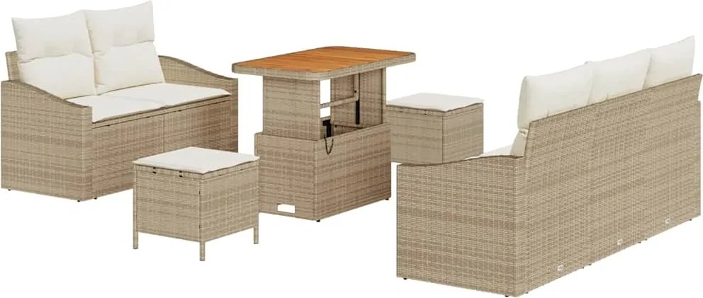 vidaXL Kerti Kanapé Szett párnával tárolóval 8 pcs Beige és krém