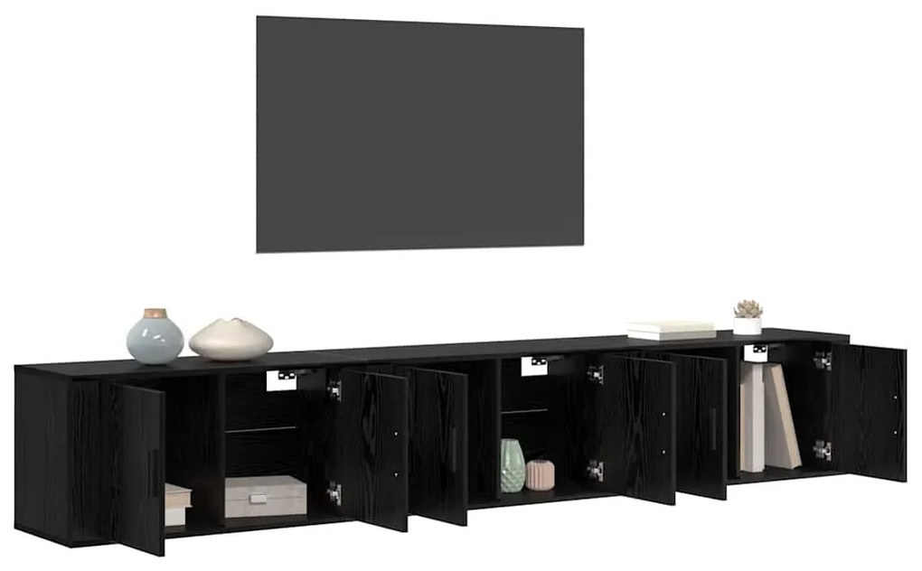 vidaXL Fali TV szekrény szett 3 pcs Fekete tölgy 80 x 34,5 x 40 cm