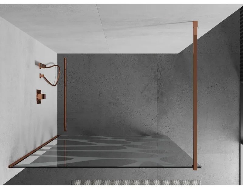 Mexen Kioto zuhanyparaván 80x200 cm 8 mm, rózsaszín arany, fehér mintás, 800-080-101-60-97