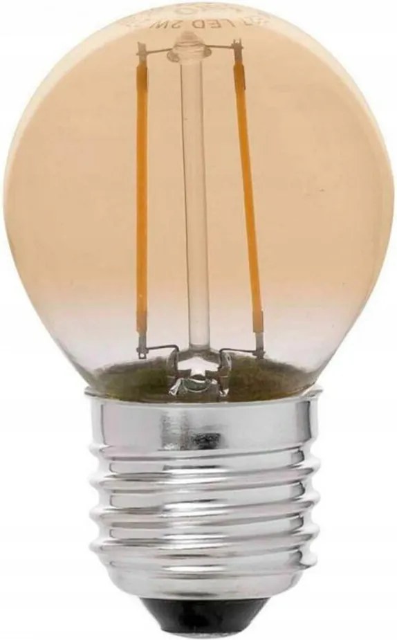 Led izzó Faro G45 E27 2W 2200K borostyánszínű retró dekoratív izzószál
