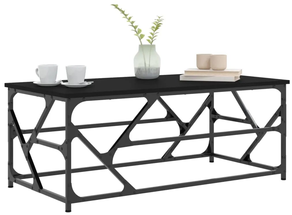 Fekete szerelt fa dohányzóasztal 100 x 50 x 40 cm