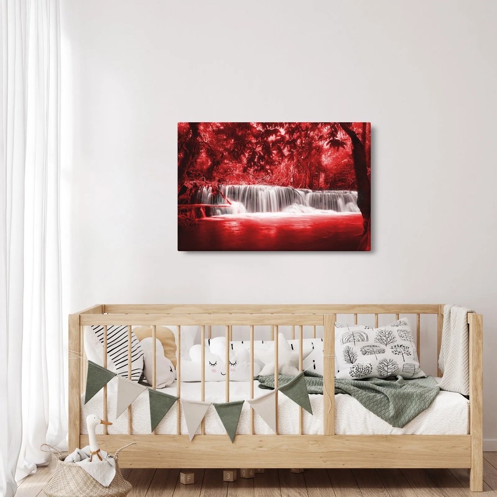 Kép - Vízesés, piros (90x60 cm)