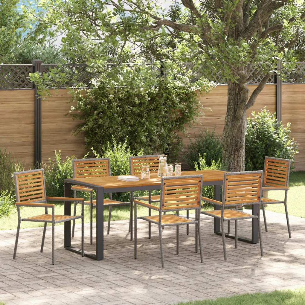 Kert étkező szett 7 pcs Szürke 200 x 80 x 75 cm polirattan