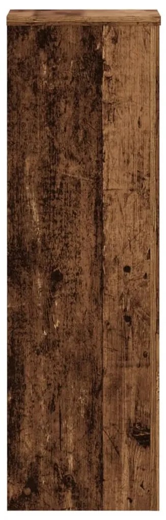 2 db antik fa színű szerelt fa növénytartó állvány 25x25x80 cm