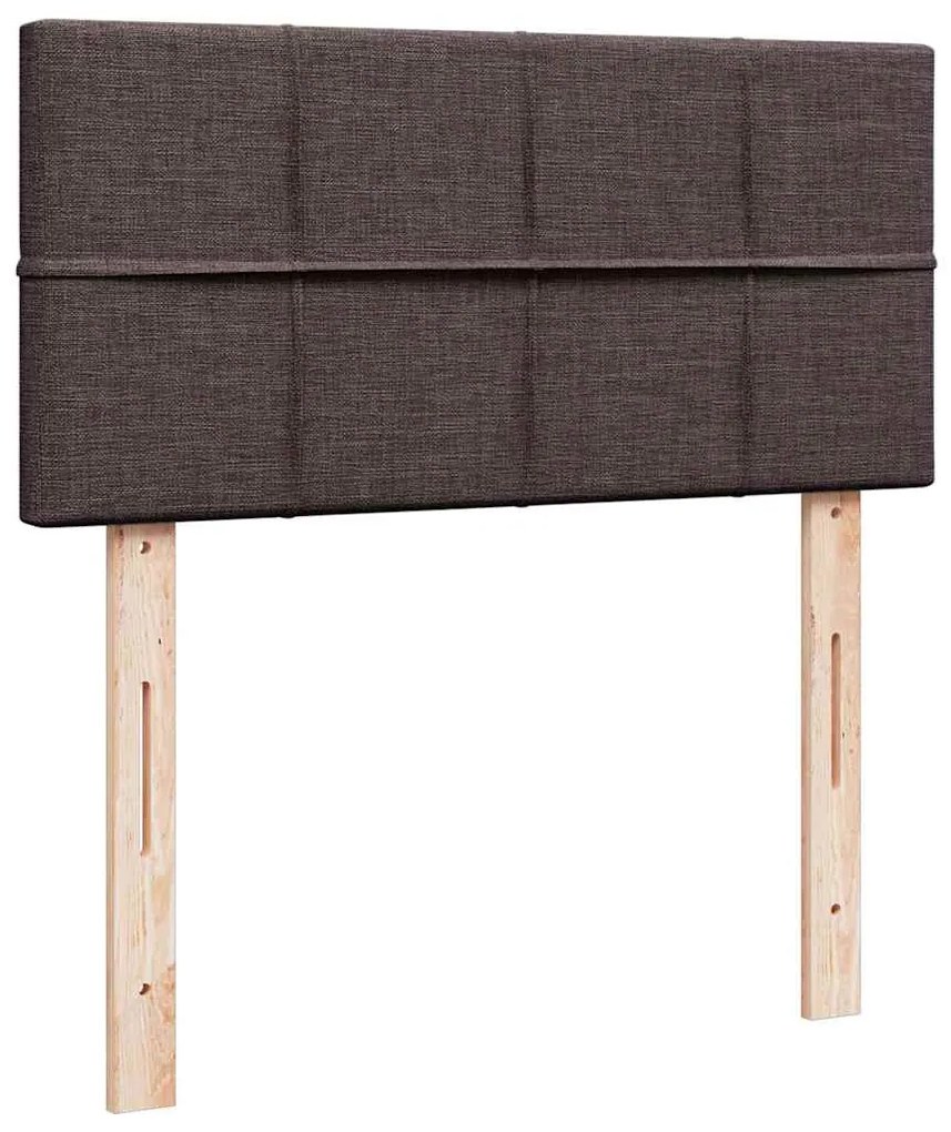 sötétbarna szövet ottomán ágy matraccal &amp; LED-ek 90x200 cm