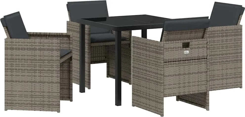 vidaXL Kert étkező szett 5 pcs Szürke polirattan