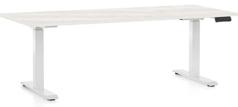 OfficeTech C állítható magasságú asztal, 180 x 80 cm, fehér alap, fehér kőris