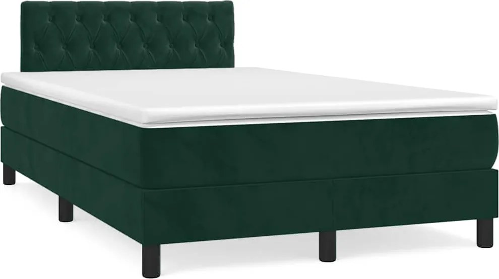vidaXL sötétzöld bársony rugós ágy matraccal 120 x 200 cm