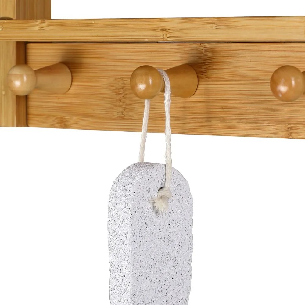 BAMBOO fürdőszobai függő polc, 28,5x10x70cm, 3 polc, barna Casaria