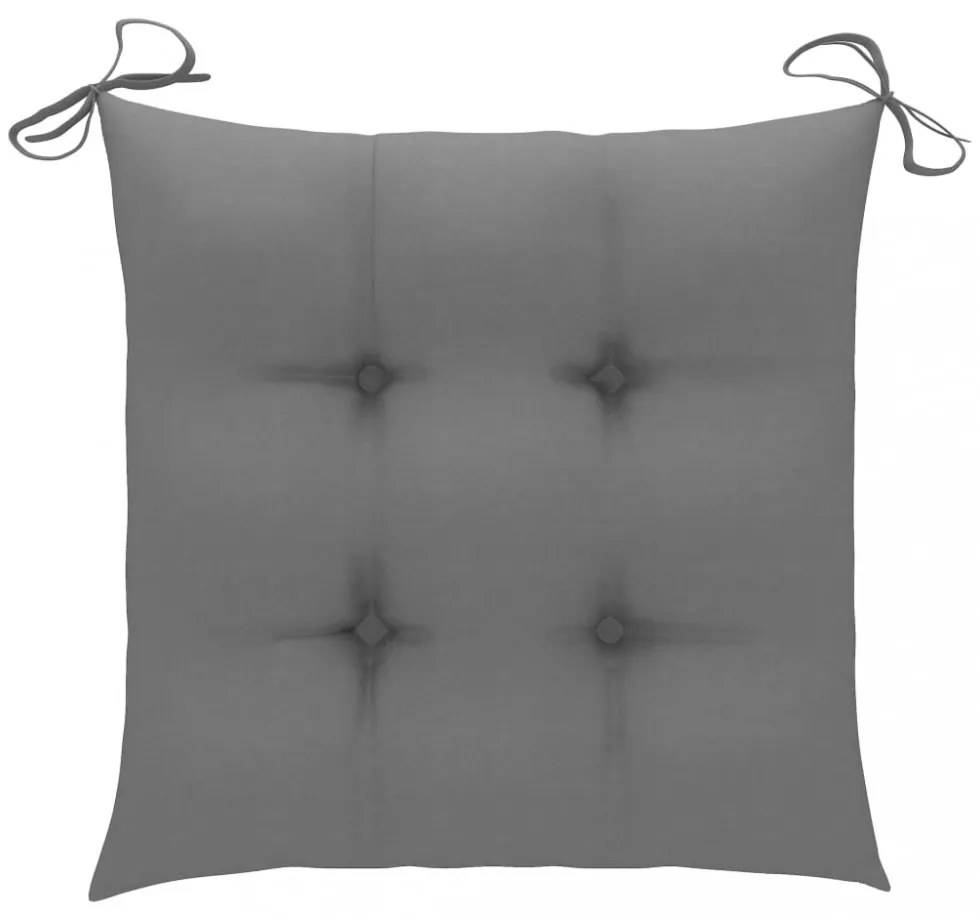 2 db tömör tíkfa kerti szék szürke párnával