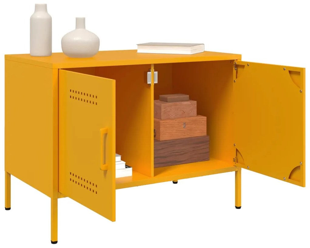 2 db mustársárga acél TV-szekrény 68 x 39 x 50,5 cm