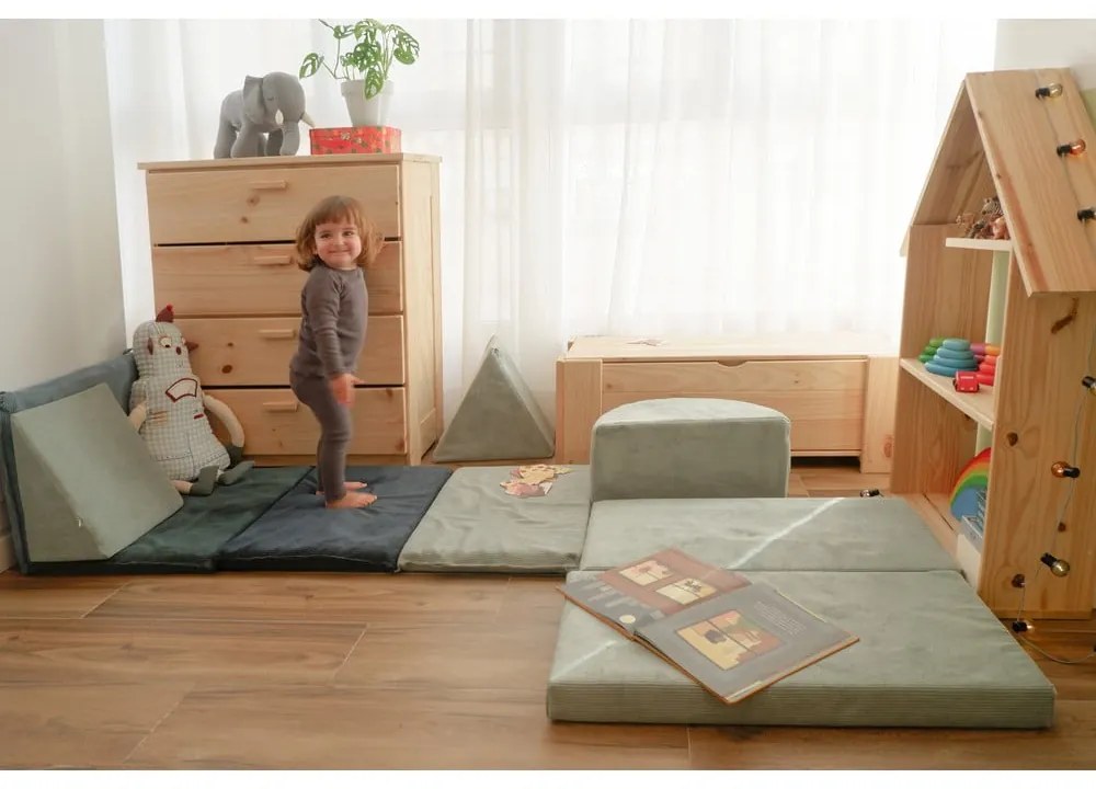 Világoskék kordbársony habszivacs játszótér Bloque Montessori – Little Nice Things