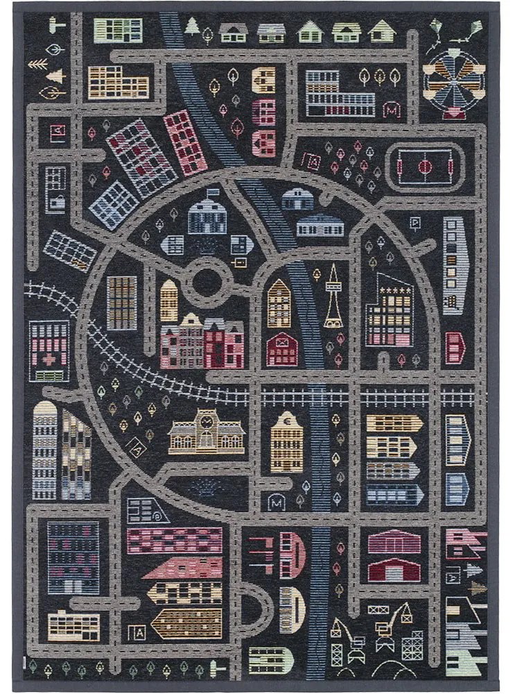 Ülejõe fekete kétoldalas gyerekszőnyeg, 140 x 200 cm - Narma