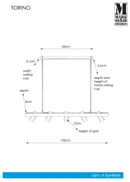 Markslöjd 107783 - Csillár zsinóron TORINO 5xGU10/7W/230V