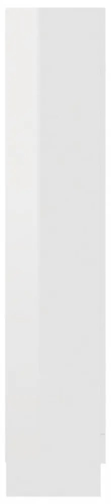magasfényű fehér szerelt fa könyvszekrény 82,5 x 30,5 x 150 cm