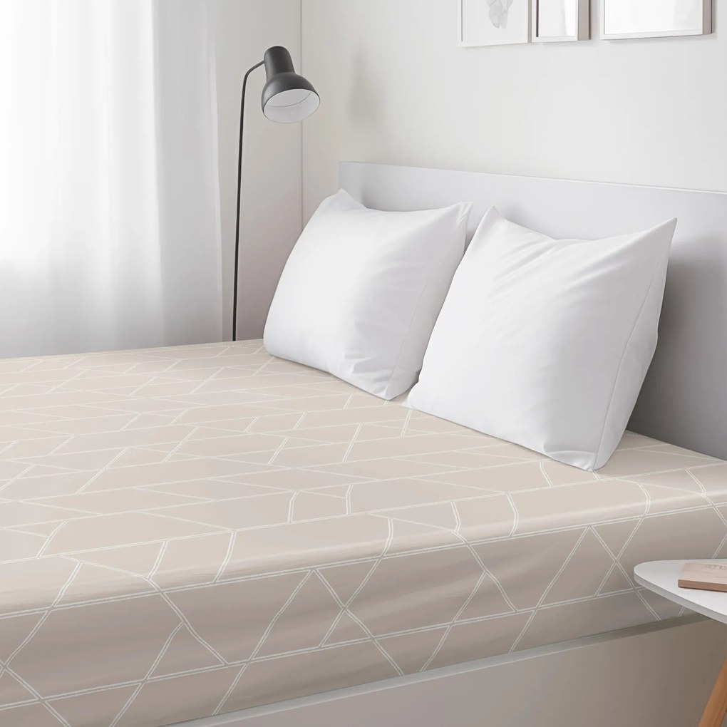 Goldea pamut körgumis lepedő - geometriai vonalak lattén 80 x 200 cm