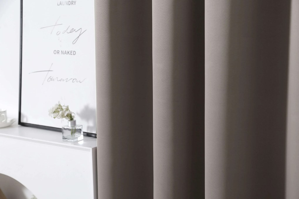 OXFORD szürkésbarna függöny 140x250 cm Felfüggesztés: Fém gyűrűk