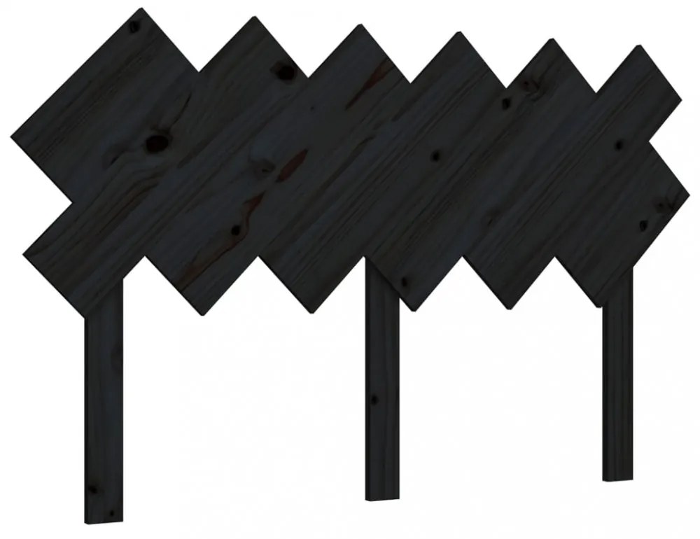 fekete tömör fenyőfa ágyfejtámla 132x3x81 cm