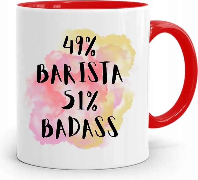 Barista Kávézó Bögre Piros, fényképes nyomattal